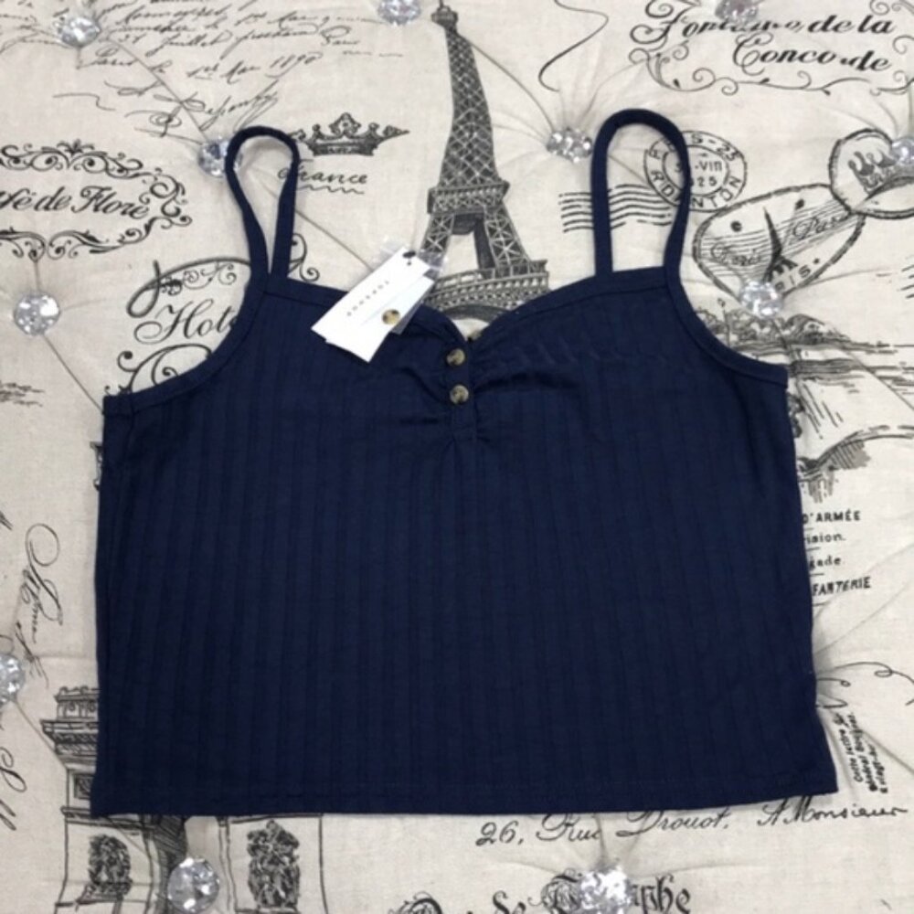 TOPSHOP Button Detail Ribbed Cami Top - Picture 3 of 6